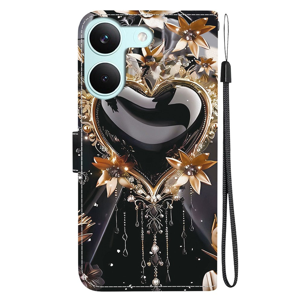 For Xiaomi Redmi Turbo 5 5G  /  Poco X8 Pro 5G Wallet Case Pattern Printing Leather Stand Phone Cover with Strap