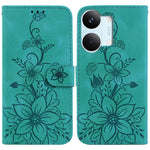 Stand Case For Xiaomi Poco X8 Pro Max 5G  /  Redmi Turbo 5 Max 5G Lily Flower Imprint Leather Phone Cover with Wrist Strap
