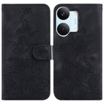 Stand Case For Xiaomi Poco X8 Pro Max 5G  /  Redmi Turbo 5 Max 5G Lily Flower Imprint Leather Phone Cover with Wrist Strap