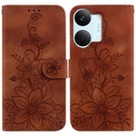 Stand Case For Xiaomi Poco X8 Pro Max 5G  /  Redmi Turbo 5 Max 5G Lily Flower Imprint Leather Phone Cover with Wrist Strap