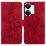 Stand Case For Xiaomi Poco X8 Pro Max 5G  /  Redmi Turbo 5 Max 5G Lily Flower Imprint Leather Phone Cover with Wrist Strap