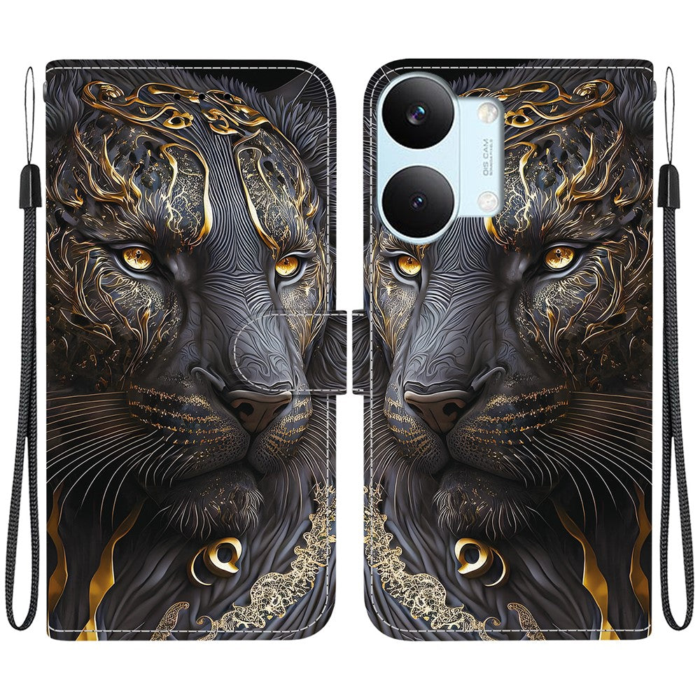 For Xiaomi Redmi Turbo 5 Max 5G  /  Poco X8 Pro Max 5G Leather Case Stand Wallet Pattern Printing Phone Cover with Wrist Strap