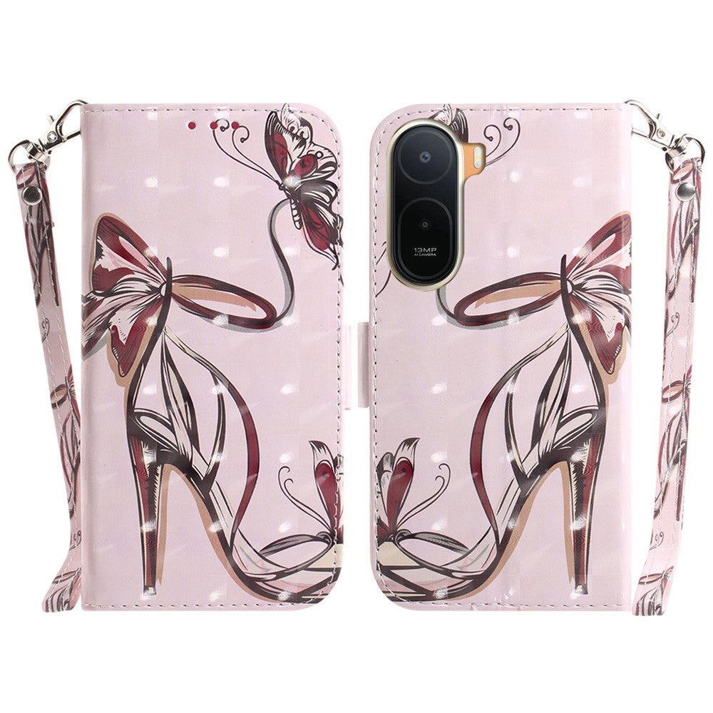 Pattern Printing Case for Xiaomi Poco C85x 5G / Redmi A7 Pro 4G (171.56mm) / Redmi A7 Pro 5G Leather Wallet Phone Cover with Wrist Strap