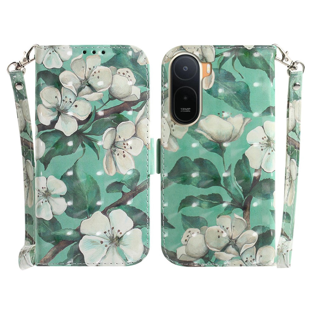 Pattern Printing Case for Xiaomi Poco C85x 5G / Redmi A7 Pro 4G (171.56mm) / Redmi A7 Pro 5G Leather Wallet Phone Cover with Wrist Strap