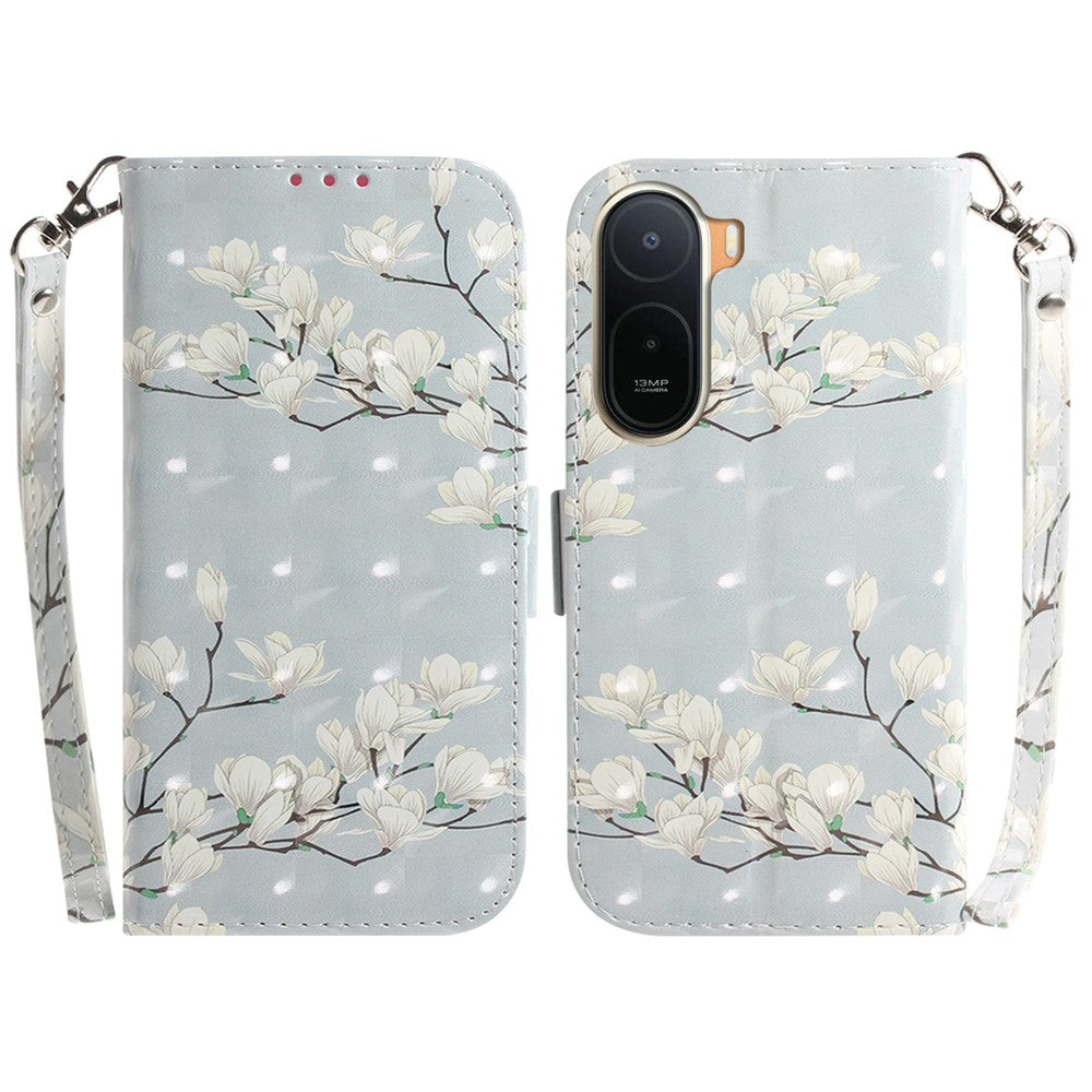 Pattern Printing Case for Xiaomi Poco C85x 5G / Redmi A7 Pro 4G (171.56mm) / Redmi A7 Pro 5G Leather Wallet Phone Cover with Wrist Strap