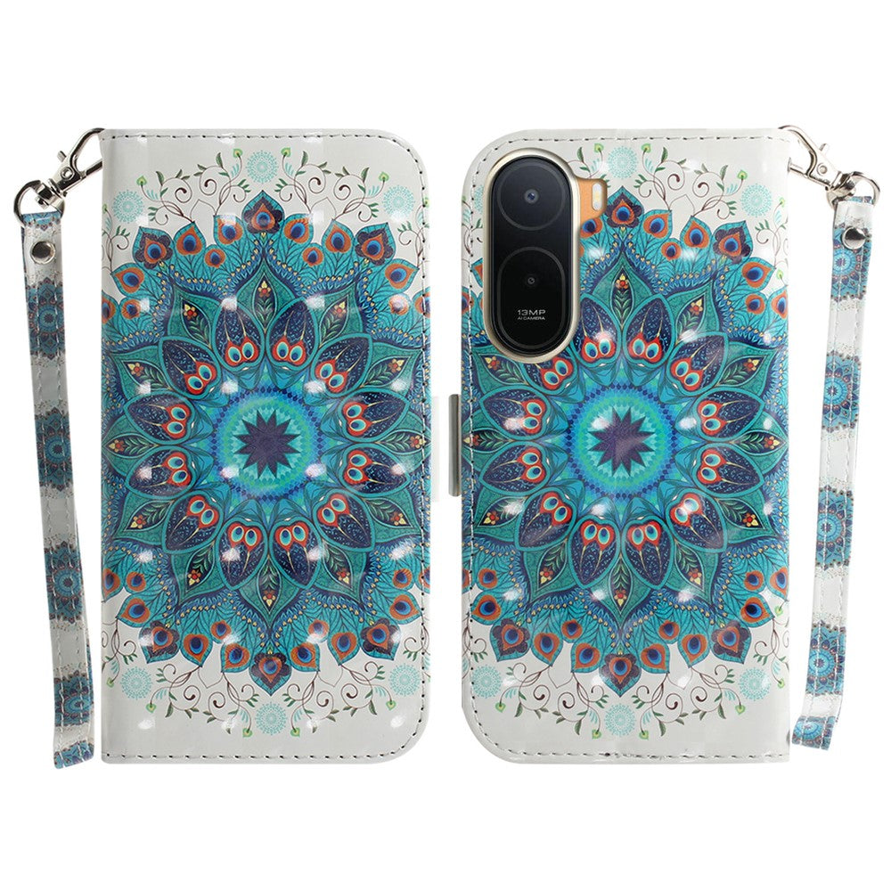 Pattern Printing Case for Xiaomi Poco C85x 5G / Redmi A7 Pro 4G (171.56mm) / Redmi A7 Pro 5G Leather Wallet Phone Cover with Wrist Strap