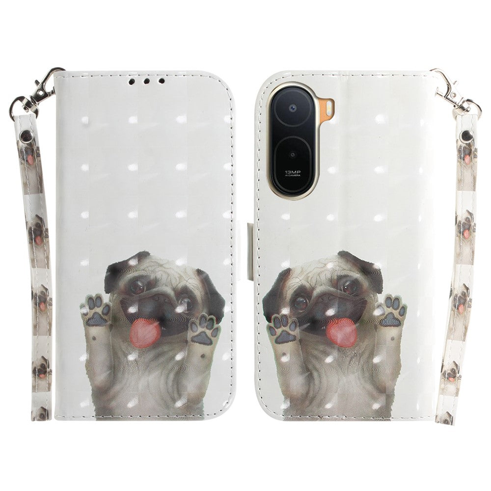 Pattern Printing Case for Xiaomi Poco C85x 5G / Redmi A7 Pro 4G (171.56mm) / Redmi A7 Pro 5G Leather Wallet Phone Cover with Wrist Strap