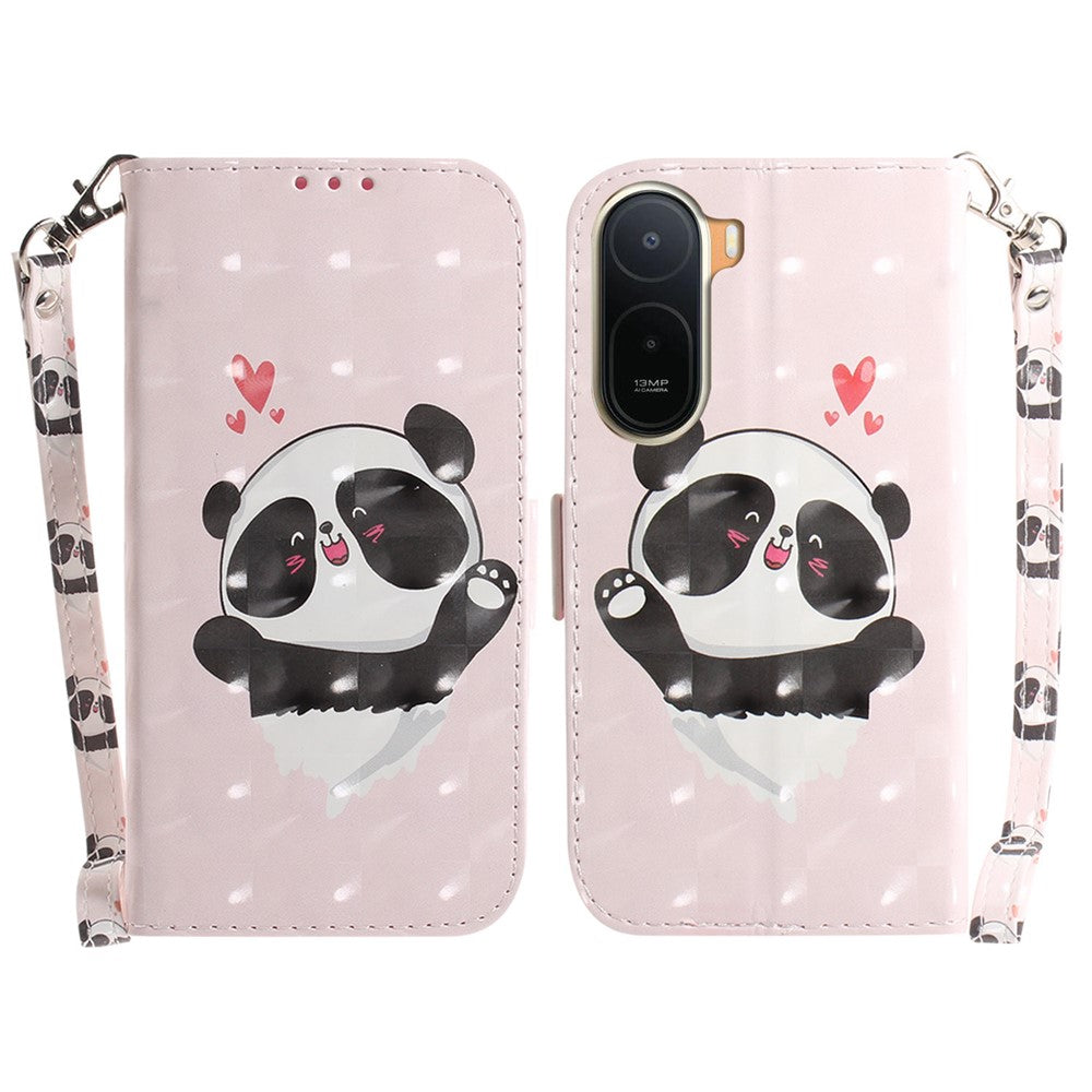Pattern Printing Case for Xiaomi Poco C85x 5G / Redmi A7 Pro 4G (171.56mm) / Redmi A7 Pro 5G Leather Wallet Phone Cover with Wrist Strap