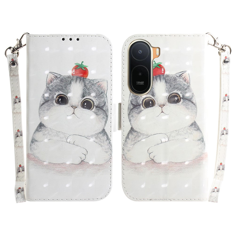 Pattern Printing Case for Xiaomi Poco C85x 5G / Redmi A7 Pro 4G (171.56mm) / Redmi A7 Pro 5G Leather Wallet Phone Cover with Wrist Strap