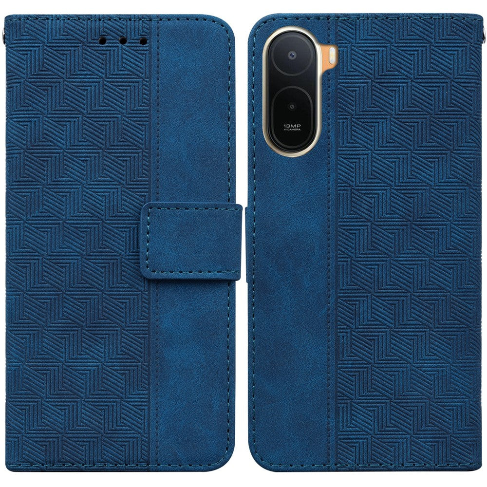Case For Xiaomi Poco C85x 5G / Redmi A7 Pro 4G (171.56mm) / Redmi A7 Pro 5G Geometry Pattern Leather Wallet Phone Cover with Wrist Strap