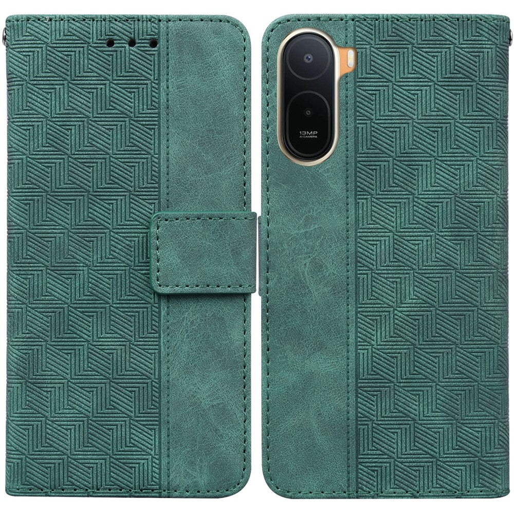 Case For Xiaomi Poco C85x 5G / Redmi A7 Pro 4G (171.56mm) / Redmi A7 Pro 5G Geometry Pattern Leather Wallet Phone Cover with Wrist Strap