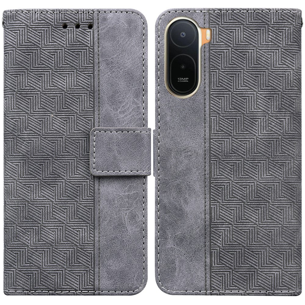 Case For Xiaomi Poco C85x 5G / Redmi A7 Pro 4G (171.56mm) / Redmi A7 Pro 5G Geometry Pattern Leather Wallet Phone Cover with Wrist Strap