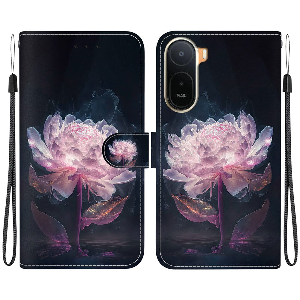 Wallet Phone Case for Xiaomi Poco C85x 5G / Redmi A7 Pro 4G (171.56mm) / Redmi A7 Pro 5G Anti-Drop Pattern Printing Leather Flip Cover with Strap