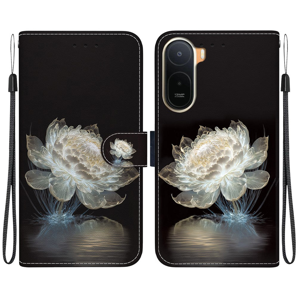 Wallet Phone Case for Xiaomi Poco C85x 5G / Redmi A7 Pro 4G (171.56mm) / Redmi A7 Pro 5G Anti-Drop Pattern Printing Leather Flip Cover with Strap