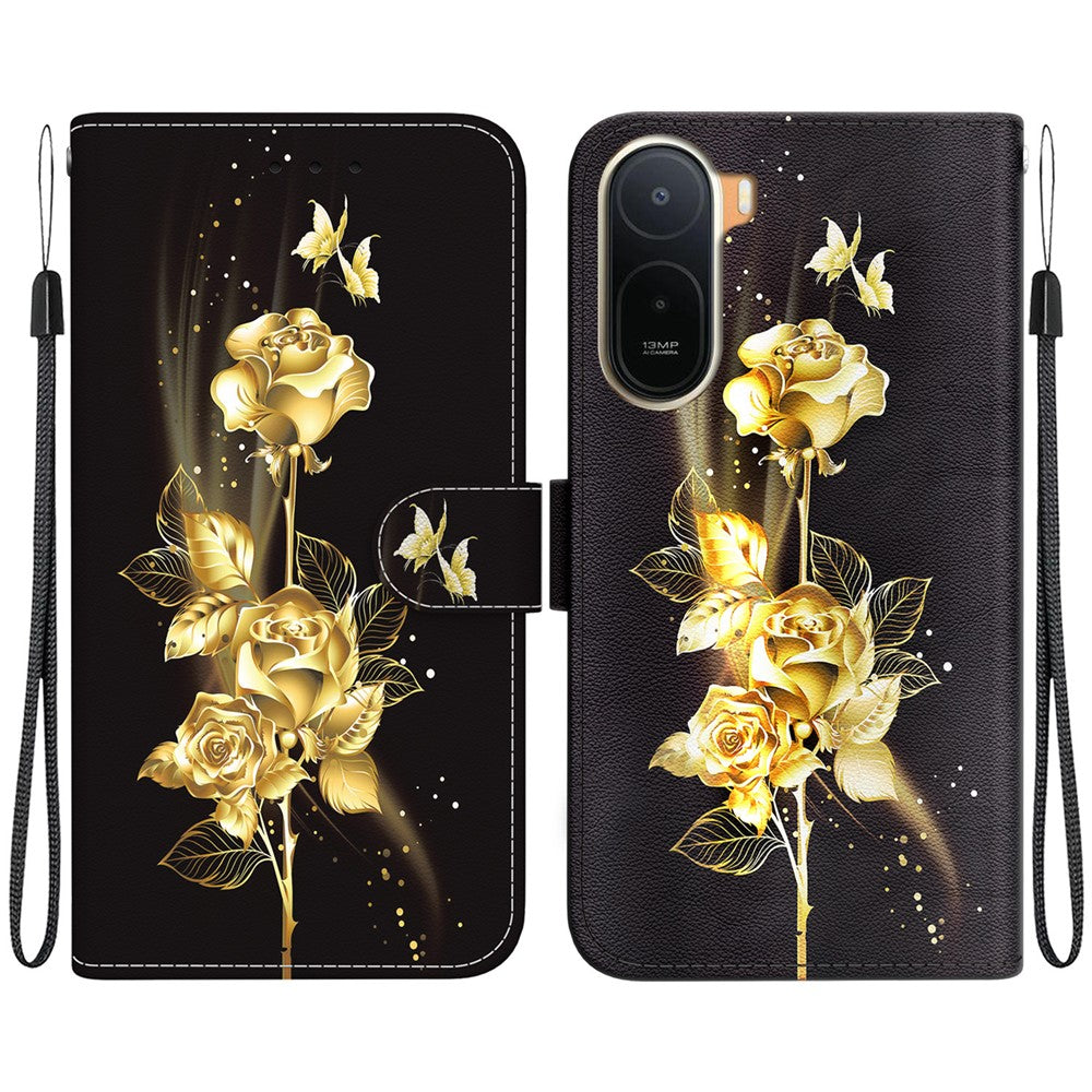 Wallet Phone Case for Xiaomi Poco C85x 5G / Redmi A7 Pro 4G (171.56mm) / Redmi A7 Pro 5G Anti-Drop Pattern Printing Leather Flip Cover with Strap