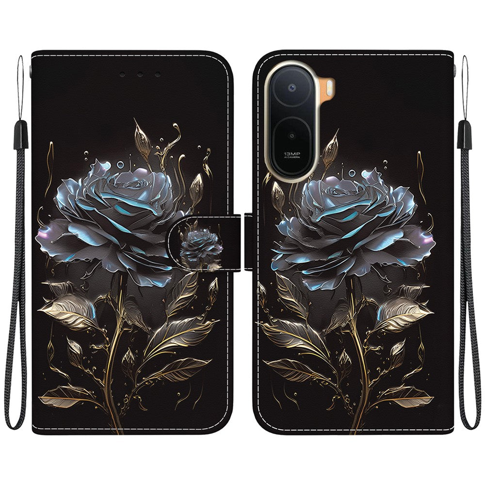 Wallet Phone Case for Xiaomi Poco C85x 5G / Redmi A7 Pro 4G (171.56mm) / Redmi A7 Pro 5G Anti-Drop Pattern Printing Leather Flip Cover with Strap