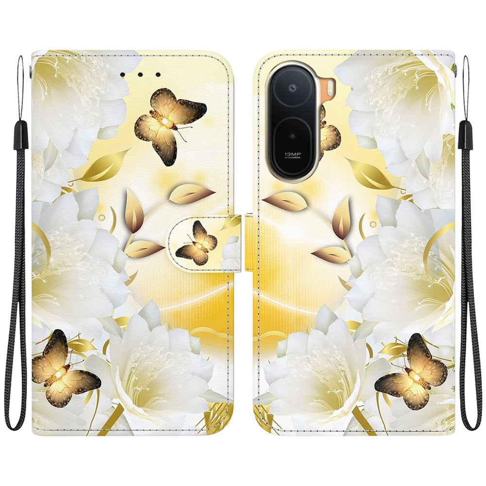 Wallet Phone Case for Xiaomi Poco C85x 5G / Redmi A7 Pro 4G (171.56mm) / Redmi A7 Pro 5G Anti-Drop Pattern Printing Leather Flip Cover with Strap