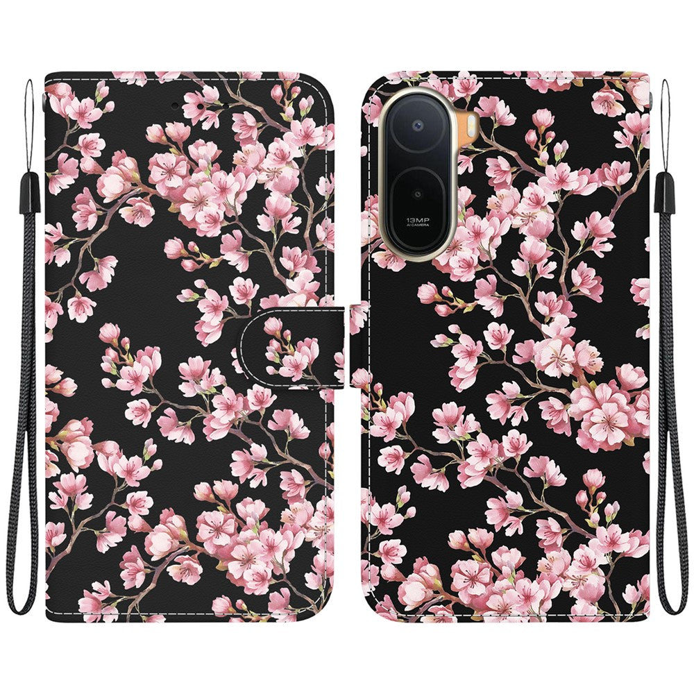 Wallet Phone Case for Xiaomi Poco C85x 5G / Redmi A7 Pro 4G (171.56mm) / Redmi A7 Pro 5G Anti-Drop Pattern Printing Leather Flip Cover with Strap