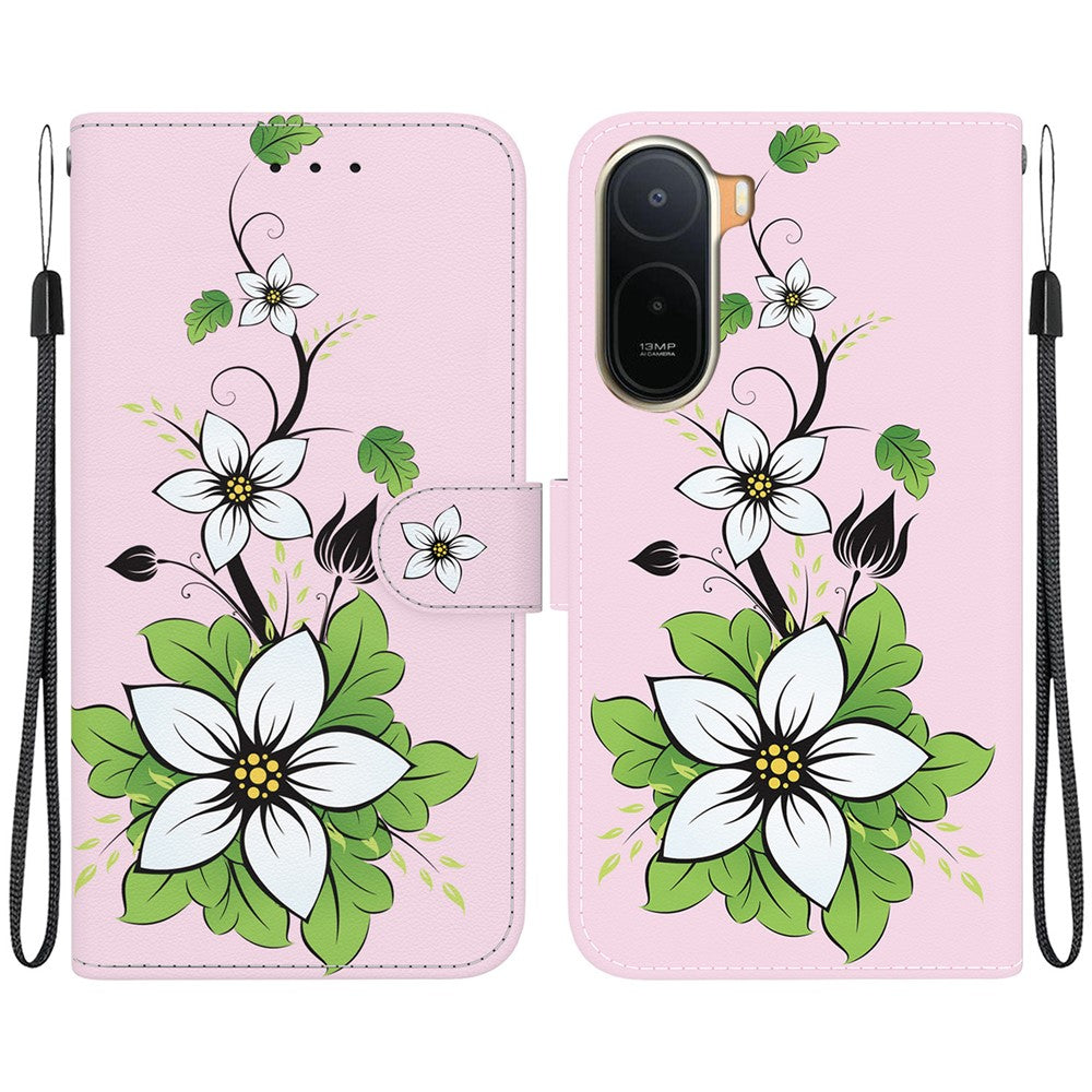Wallet Phone Case for Xiaomi Poco C85x 5G / Redmi A7 Pro 4G (171.56mm) / Redmi A7 Pro 5G Anti-Drop Pattern Printing Leather Flip Cover with Strap