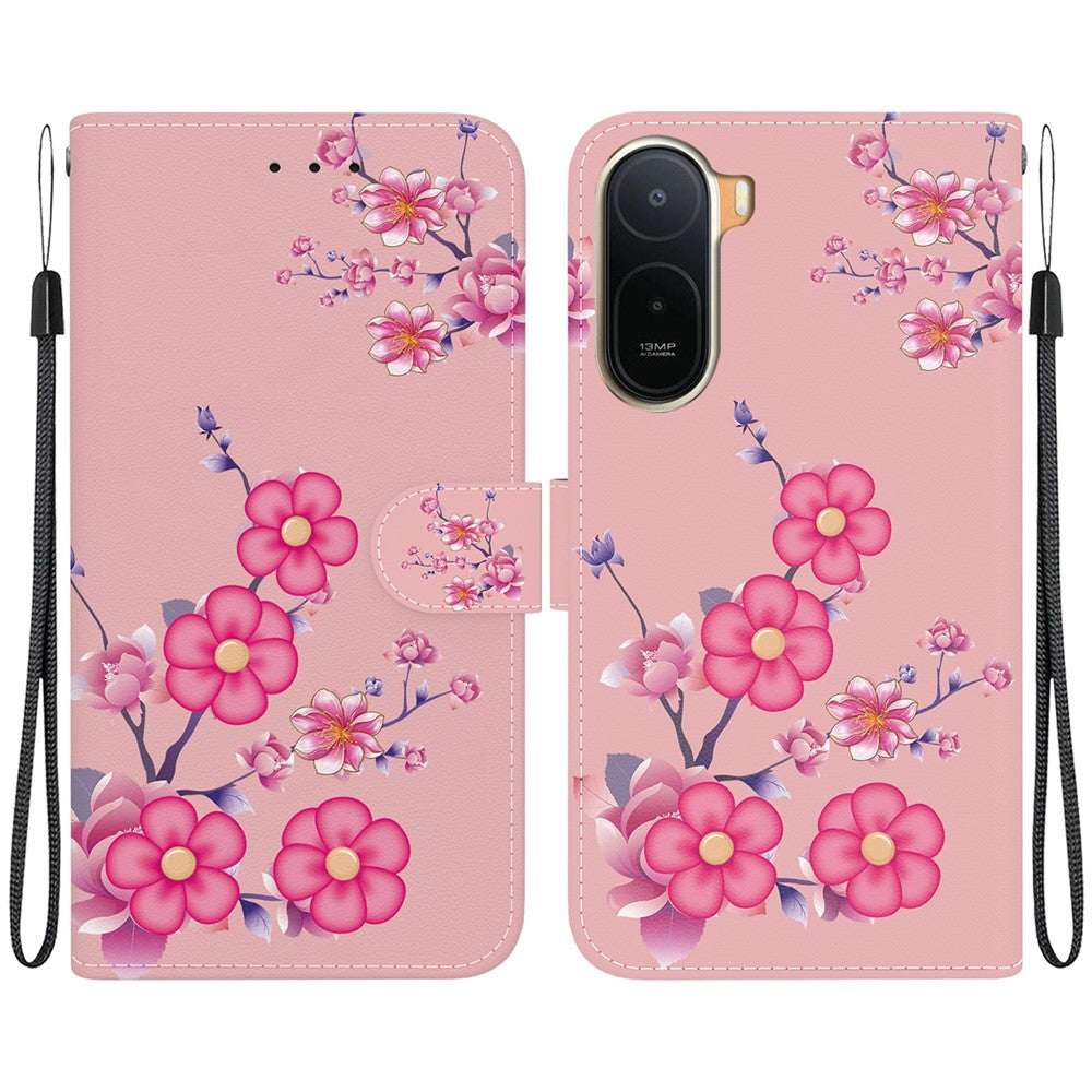 Wallet Phone Case for Xiaomi Poco C85x 5G / Redmi A7 Pro 4G (171.56mm) / Redmi A7 Pro 5G Anti-Drop Pattern Printing Leather Flip Cover with Strap