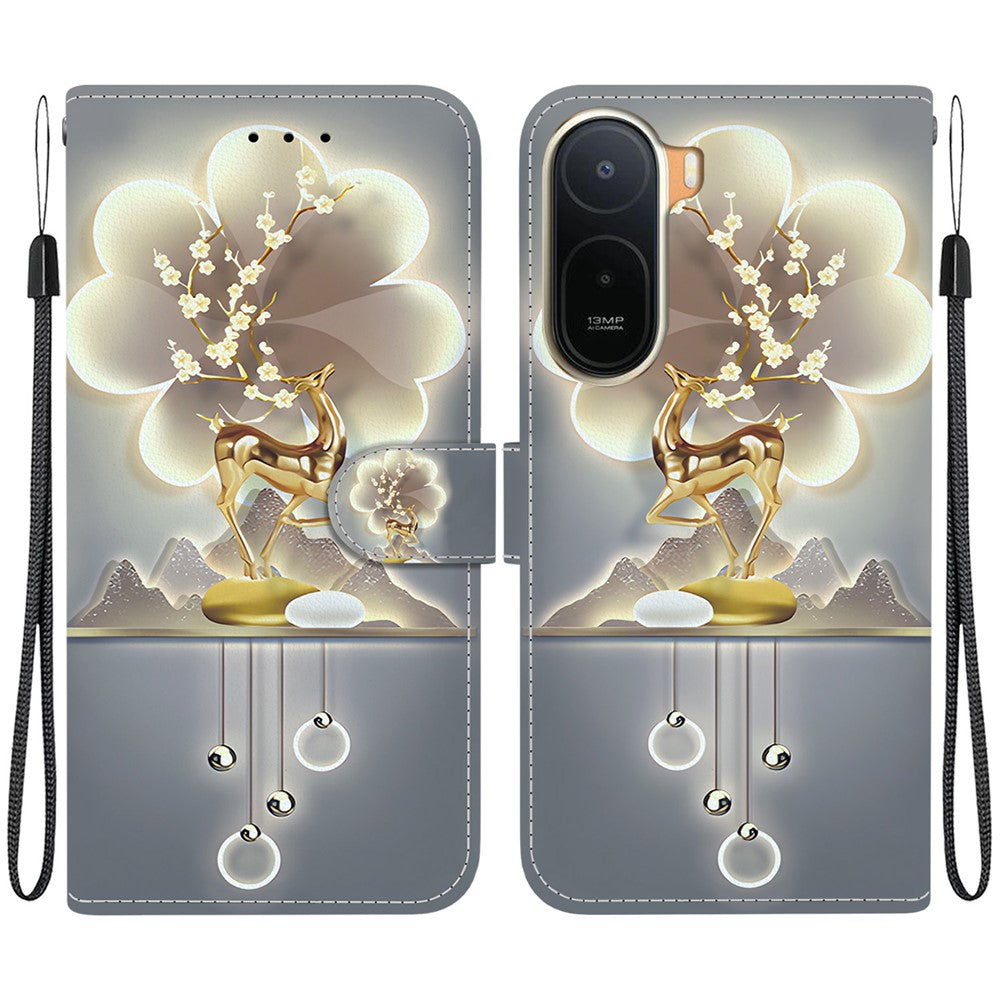 Pattern Printing Case for Xiaomi Poco C85x 5G / Redmi A7 Pro 4G (171.56mm) / Redmi A7 Pro 5G Leather Flip Wallet Phone Cover with Lanyard