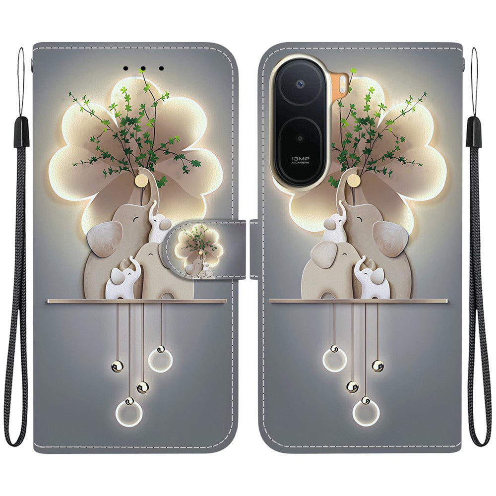 Pattern Printing Case for Xiaomi Poco C85x 5G / Redmi A7 Pro 4G (171.56mm) / Redmi A7 Pro 5G Leather Flip Wallet Phone Cover with Lanyard