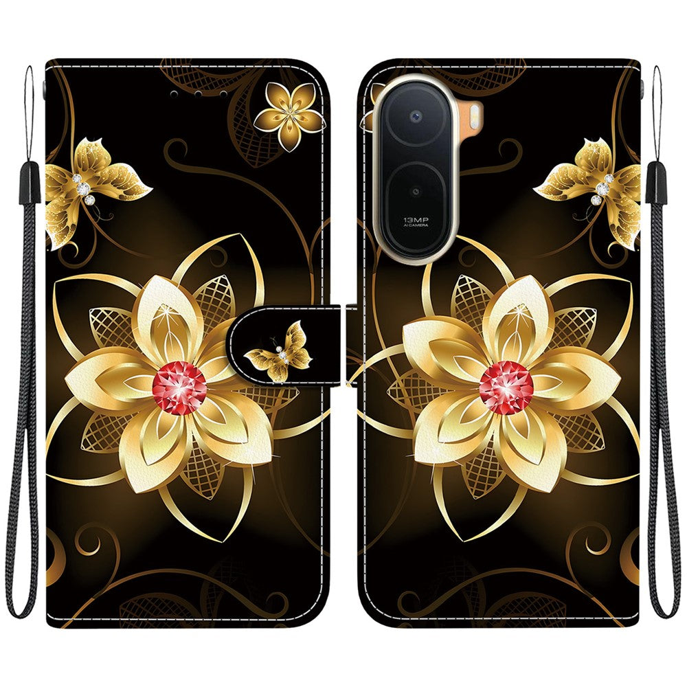 Pattern Printing Case for Xiaomi Poco C85x 5G / Redmi A7 Pro 4G (171.56mm) / Redmi A7 Pro 5G Leather Flip Wallet Phone Cover with Lanyard
