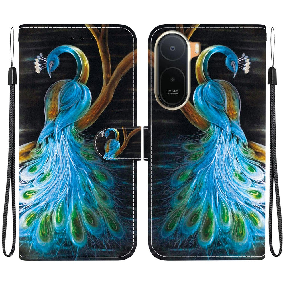 Pattern Printing Case for Xiaomi Poco C85x 5G / Redmi A7 Pro 4G (171.56mm) / Redmi A7 Pro 5G Leather Flip Wallet Phone Cover with Lanyard