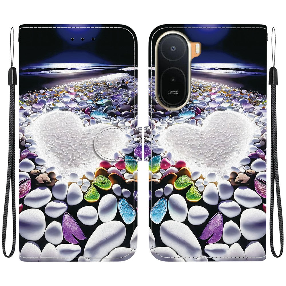 Pattern Printing Case for Xiaomi Poco C85x 5G / Redmi A7 Pro 4G (171.56mm) / Redmi A7 Pro 5G Leather Flip Wallet Phone Cover with Lanyard