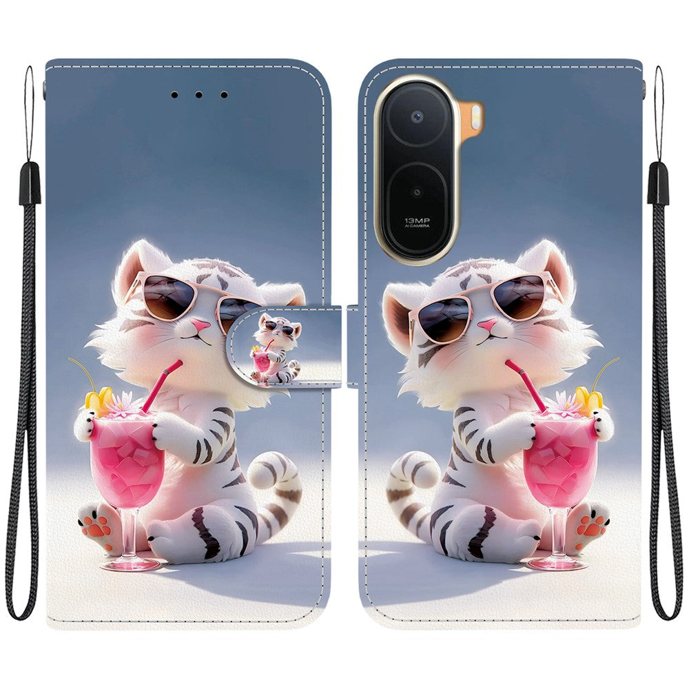 Pattern Printing Case for Xiaomi Poco C85x 5G / Redmi A7 Pro 4G (171.56mm) / Redmi A7 Pro 5G Leather Flip Wallet Phone Cover with Lanyard