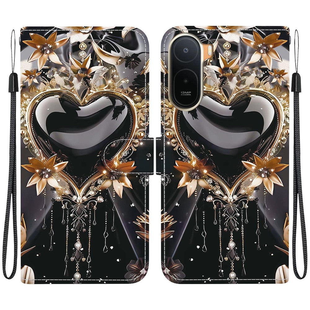 Plånboksfodral för Xiaomi Poco C85x 5G / Redmi A7 Pro 4G (171.56mm) / Redmi A7 Pro 5G Mönstertryck Läderfodral med Stativ och Rem