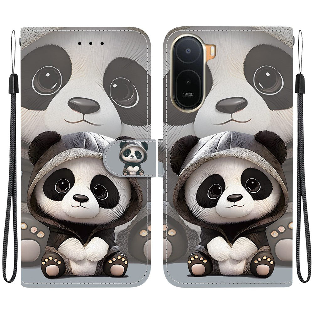Plånboksfodral för Xiaomi Poco C85x 5G / Redmi A7 Pro 4G (171.56mm) / Redmi A7 Pro 5G Mönstertryck Läderfodral med Stativ och Rem