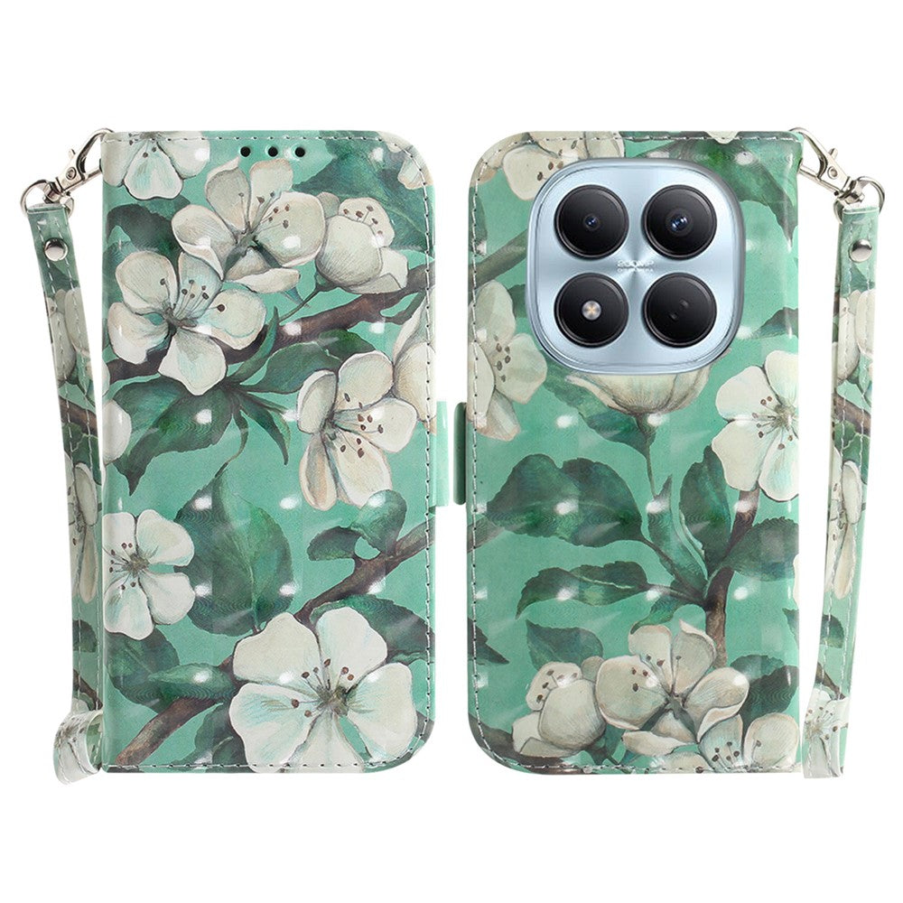 For Xiaomi Redmi Note 15 Pro 4G (Global) Case Pattern Printing Leather Wallet Phone Cover with Wrist Strap