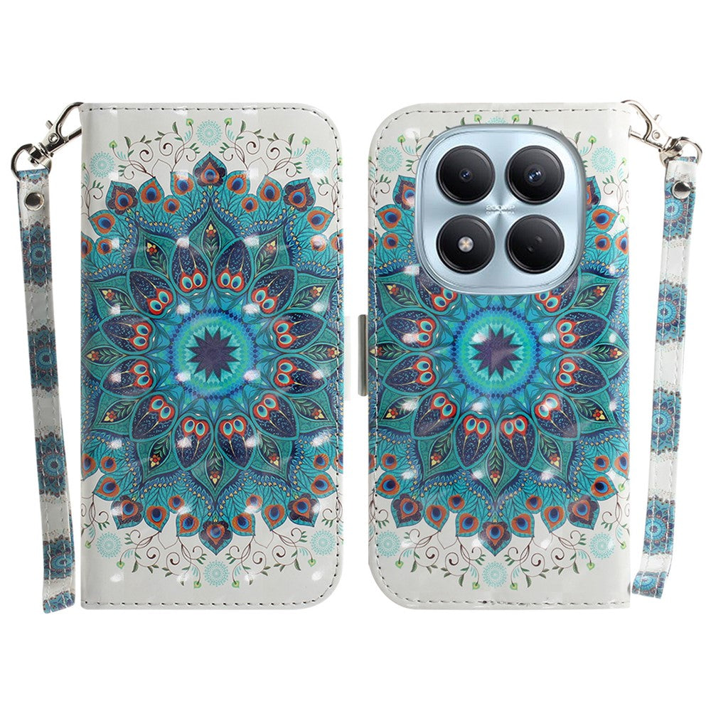 For Xiaomi Redmi Note 15 Pro 4G (Global) Case Pattern Printing Leather Wallet Phone Cover with Wrist Strap