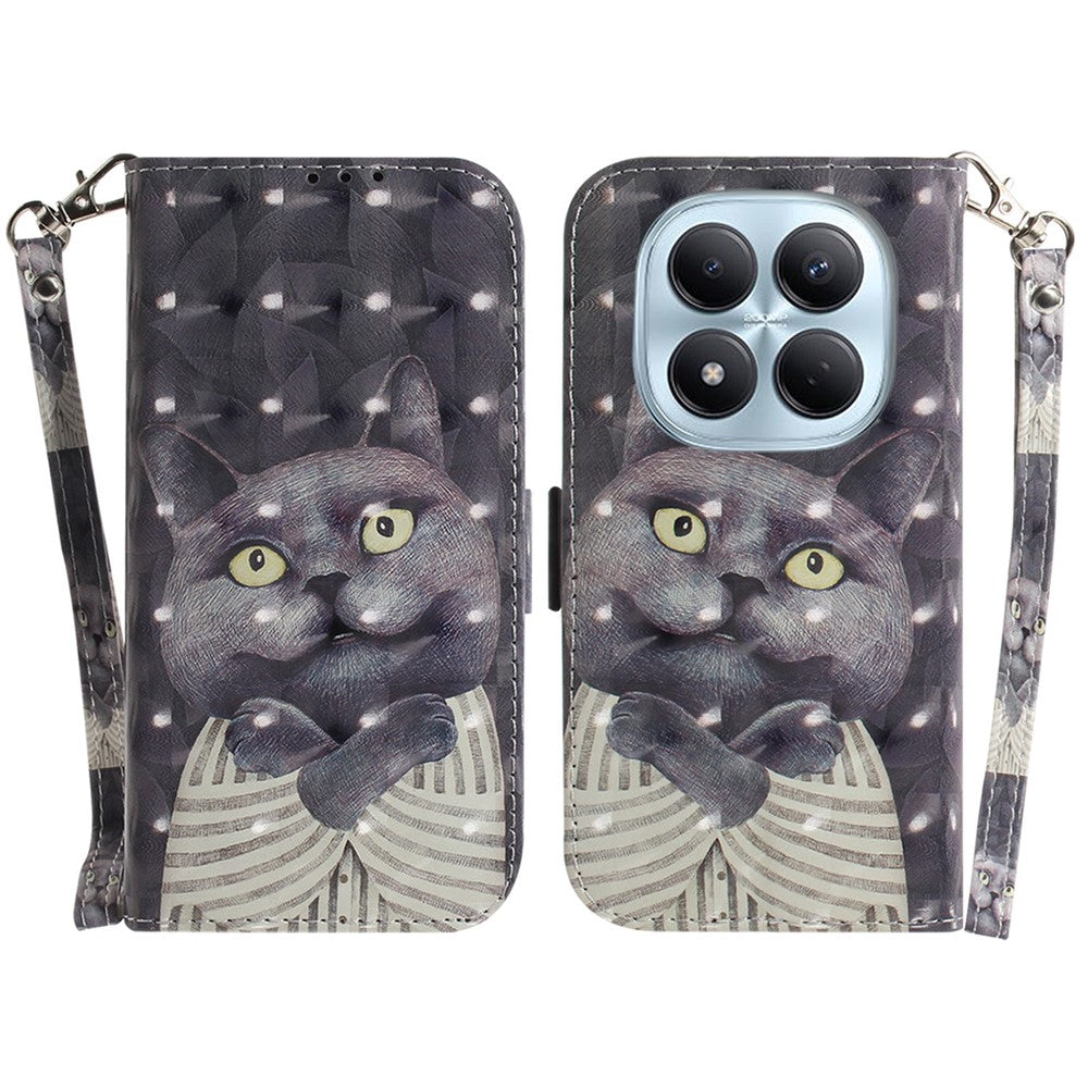 For Xiaomi Redmi Note 15 Pro 4G (Global) Case Pattern Printing Leather Wallet Phone Cover with Wrist Strap