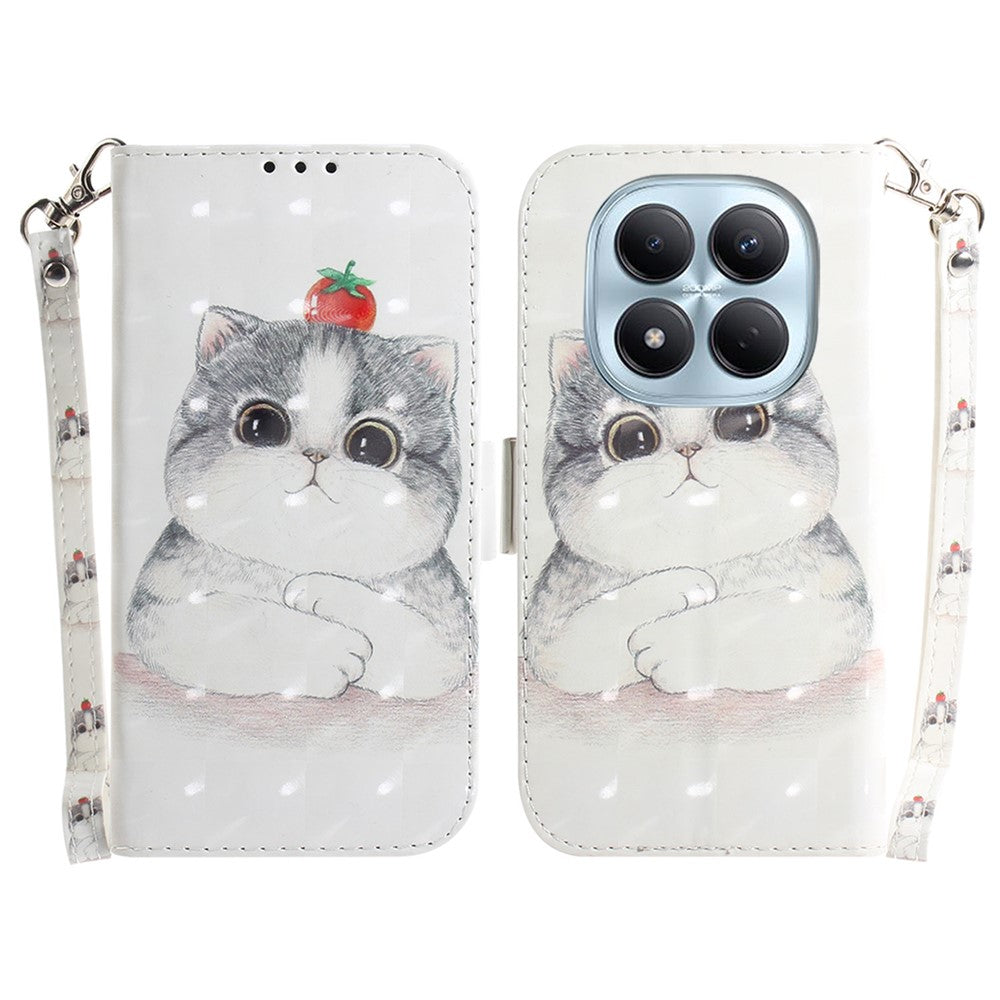 For Xiaomi Redmi Note 15 Pro 4G (Global) Case Pattern Printing Leather Wallet Phone Cover with Wrist Strap