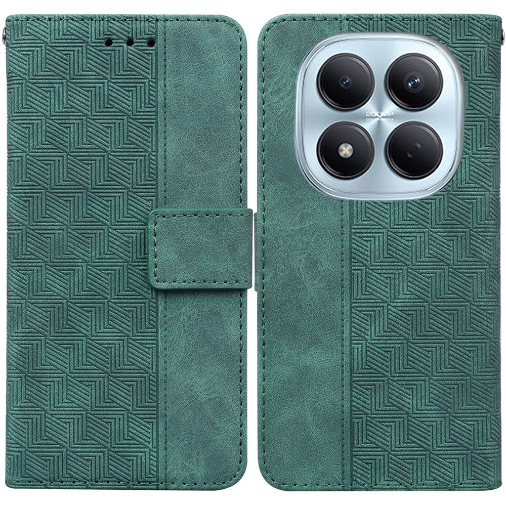 For Xiaomi Redmi Note 15 Pro 4G (Global) Case Geometry Pattern Leather Wallet Phone Cover with Wrist Strap