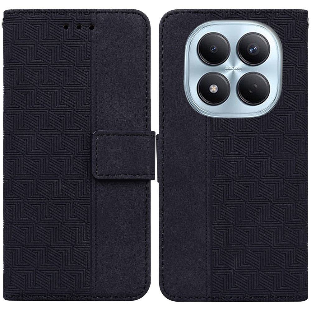 For Xiaomi Redmi Note 15 Pro 4G (Global) Case Geometry Pattern Leather Wallet Phone Cover with Wrist Strap