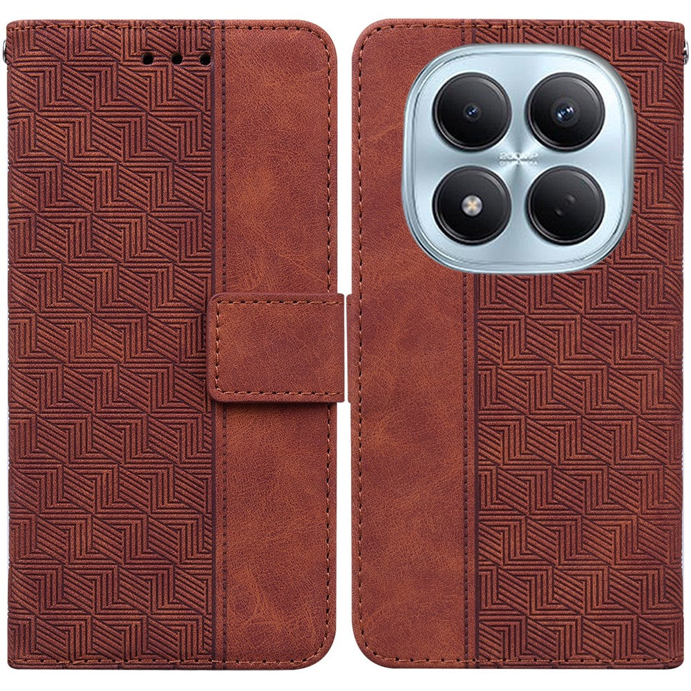 For Xiaomi Redmi Note 15 Pro 4G (Global) Case Geometry Pattern Leather Wallet Phone Cover with Wrist Strap