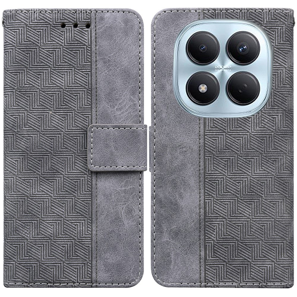 For Xiaomi Redmi Note 15 Pro 4G (Global) Case Geometry Pattern Leather Wallet Phone Cover with Wrist Strap