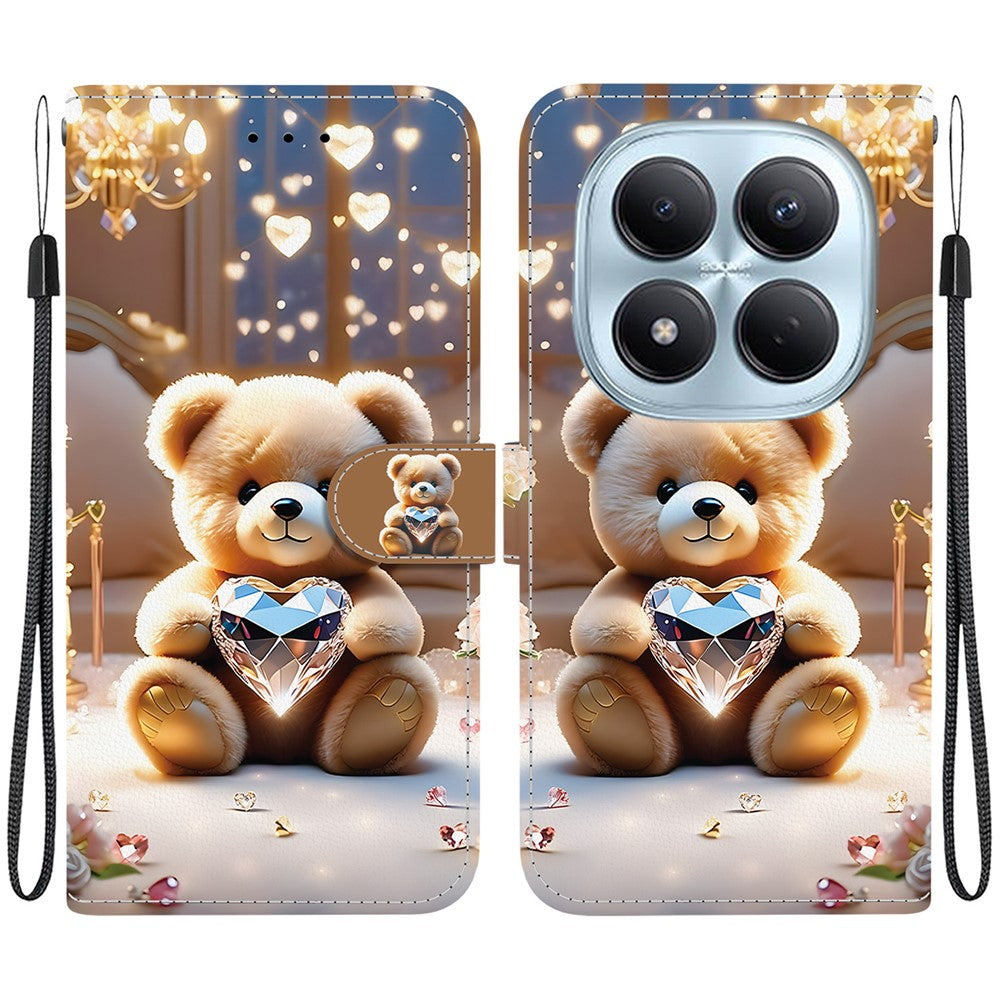For Xiaomi Redmi Note 15 Pro 4G (Global) Leather Case Stand Wallet Pattern Printing Phone Cover with Wrist Strap