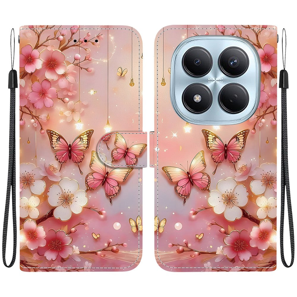 For Xiaomi Redmi Note 15 Pro 4G (Global) Leather Case Stand Wallet Pattern Printing Phone Cover with Wrist Strap