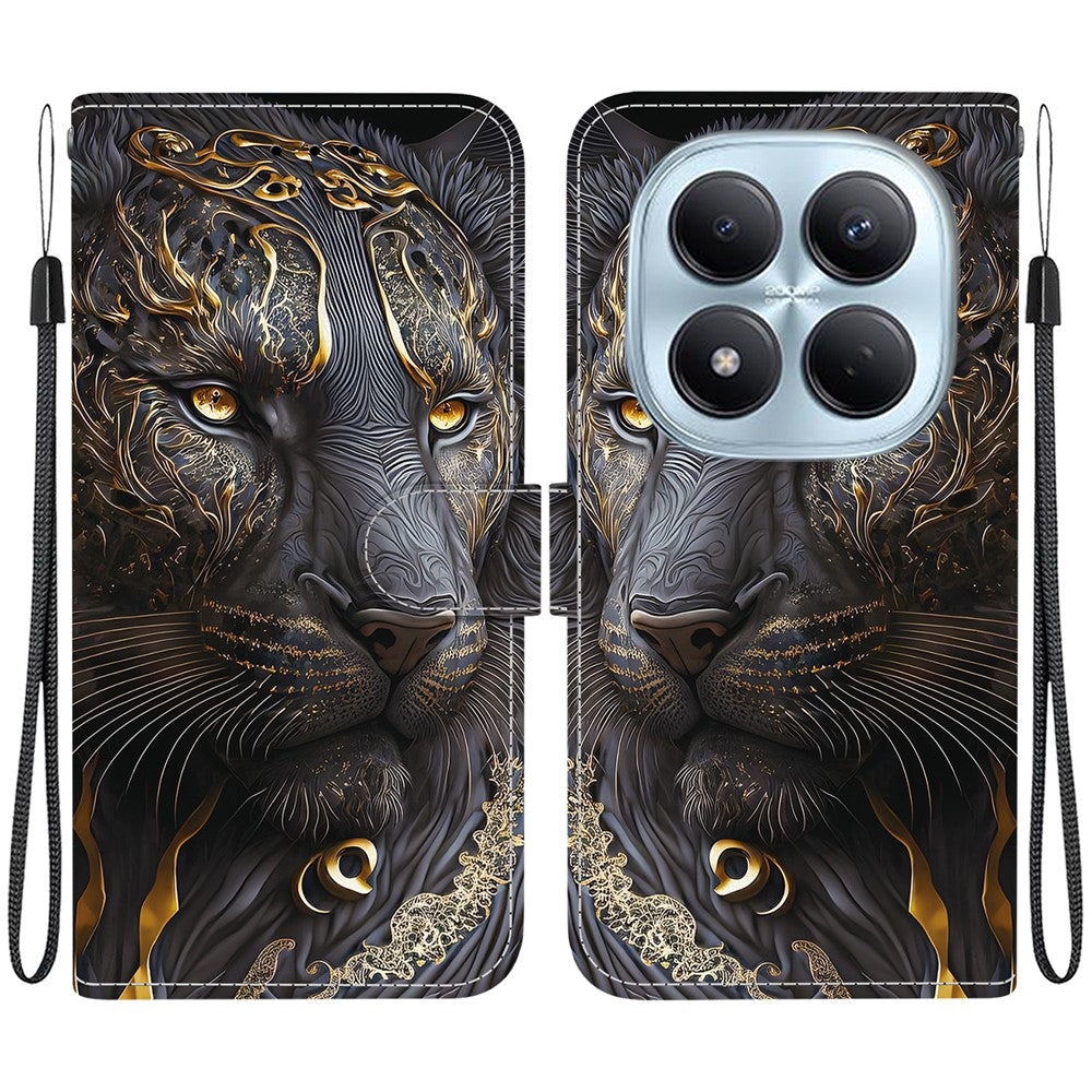 For Xiaomi Redmi Note 15 Pro 4G (Global) Leather Case Stand Wallet Pattern Printing Phone Cover with Wrist Strap