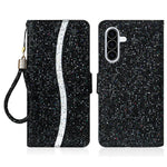 Samsung Galaxy A27 5G-skal i PU-läder med plånbok och korthållare, glitter, mobilskal