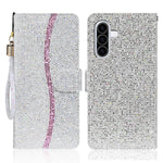 Samsung Galaxy A27 5G-skal i PU-läder med plånbok och korthållare, glitter, mobilskal
