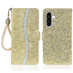 Samsung Galaxy A27 5G-skal i PU-läder med plånbok och korthållare, glitter, mobilskal
