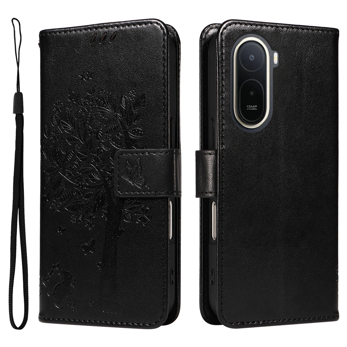 For Xiaomi Poco C85x 5G / Redmi A7 Pro 4G (171.56mm) Phone Case with Stand Cat Tree Pattern Leather Wallet Mobile Cover