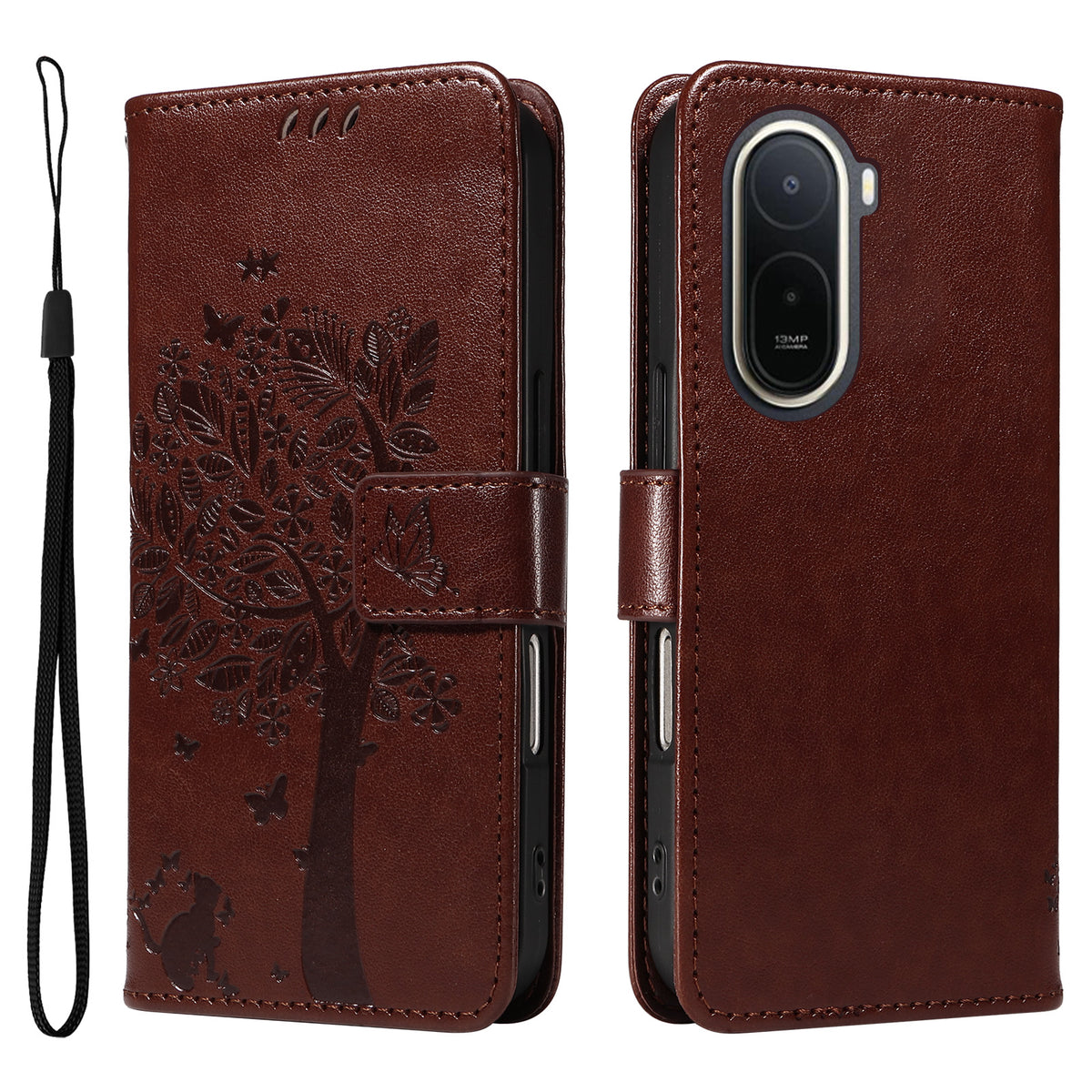 For Xiaomi Poco C85x 5G / Redmi A7 Pro 4G (171.56mm) Phone Case with Stand Cat Tree Pattern Leather Wallet Mobile Cover