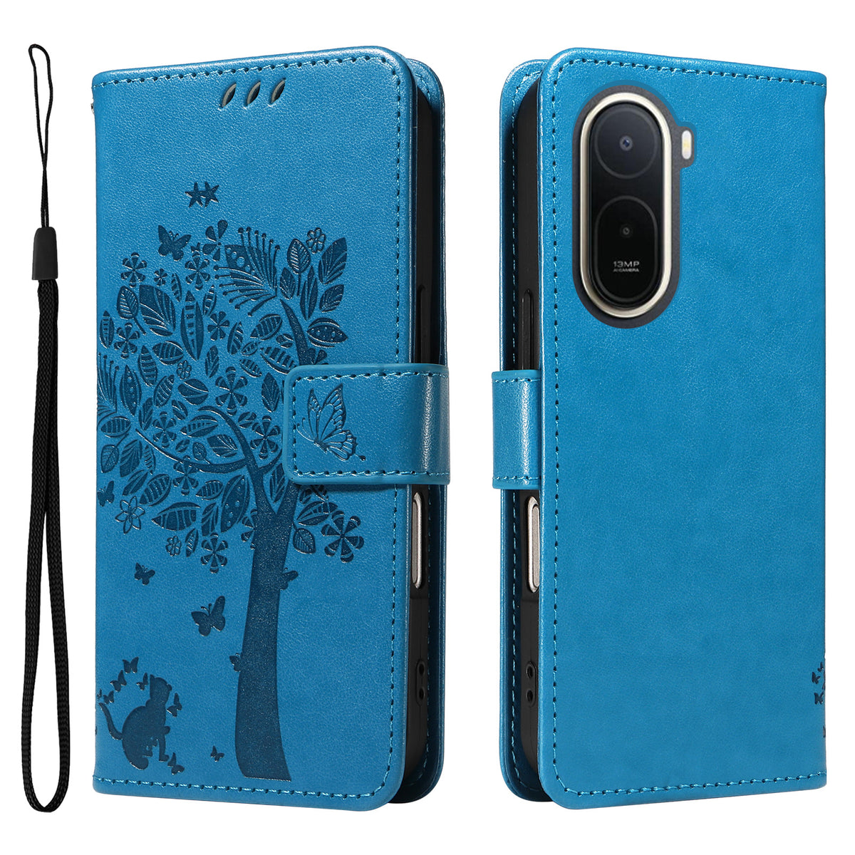 For Xiaomi Poco C85x 5G / Redmi A7 Pro 4G (171.56mm) Phone Case with Stand Cat Tree Pattern Leather Wallet Mobile Cover