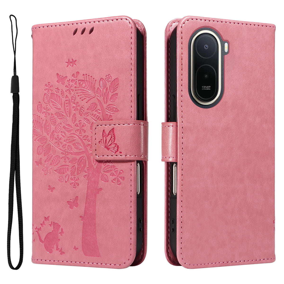 For Xiaomi Poco C85x 5G / Redmi A7 Pro 4G (171.56mm) Phone Case with Stand Cat Tree Pattern Leather Wallet Mobile Cover